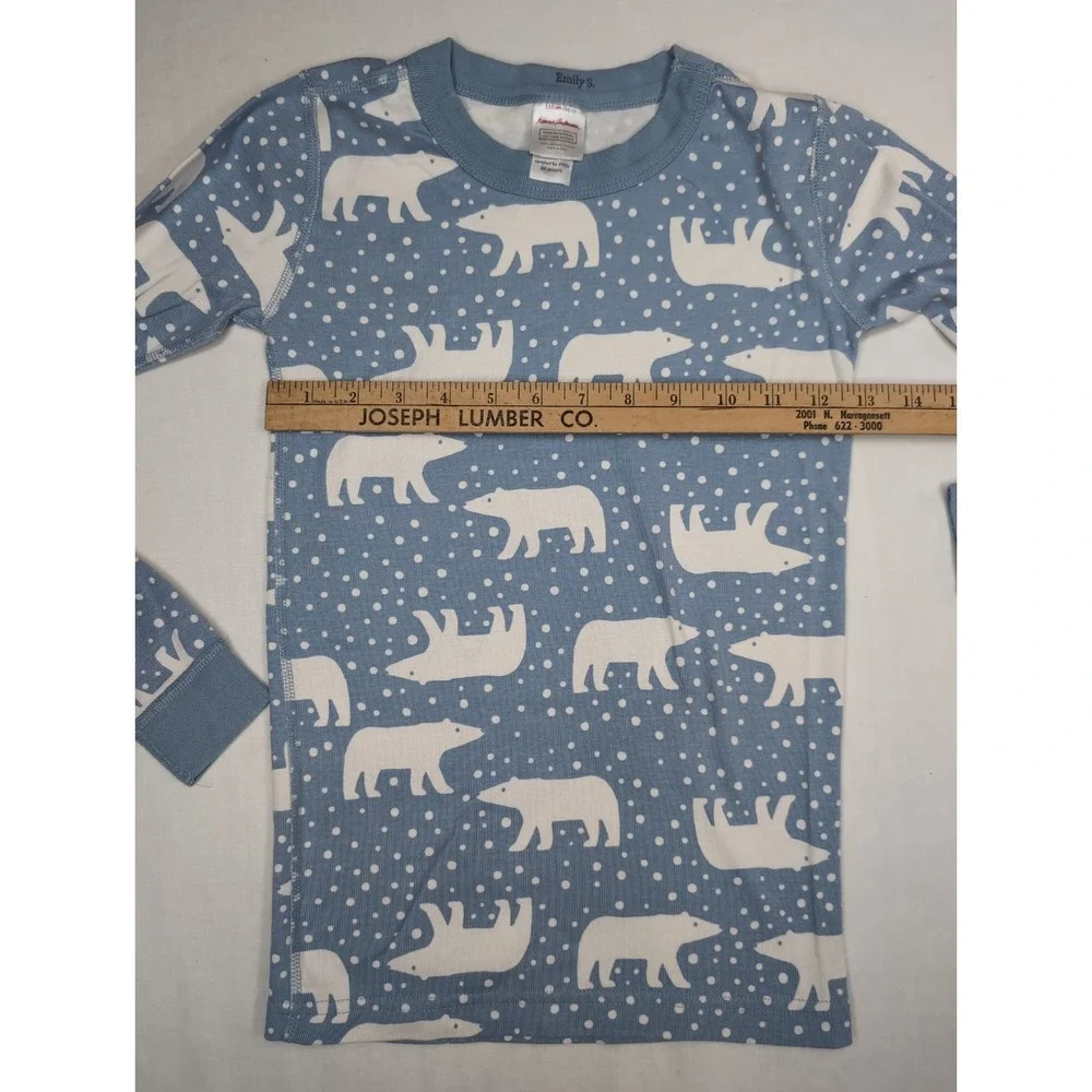Hanna Andersson US 12 Snowy Polar Bear 2pc pajama set Blue White Organic Cotton